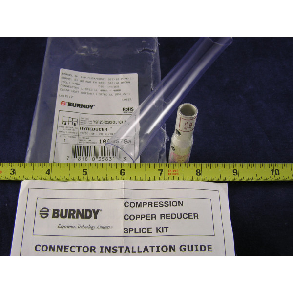 BURNDY YSR25FX2CFXLTCKITC Copper Reducer Splice Kit, 1/0Awg to #2Awg (1ea)